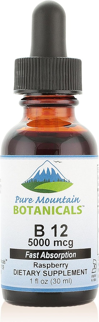Puhdas Mountain kasvitieteelliset B12-vitamiini 5000 mikrog 