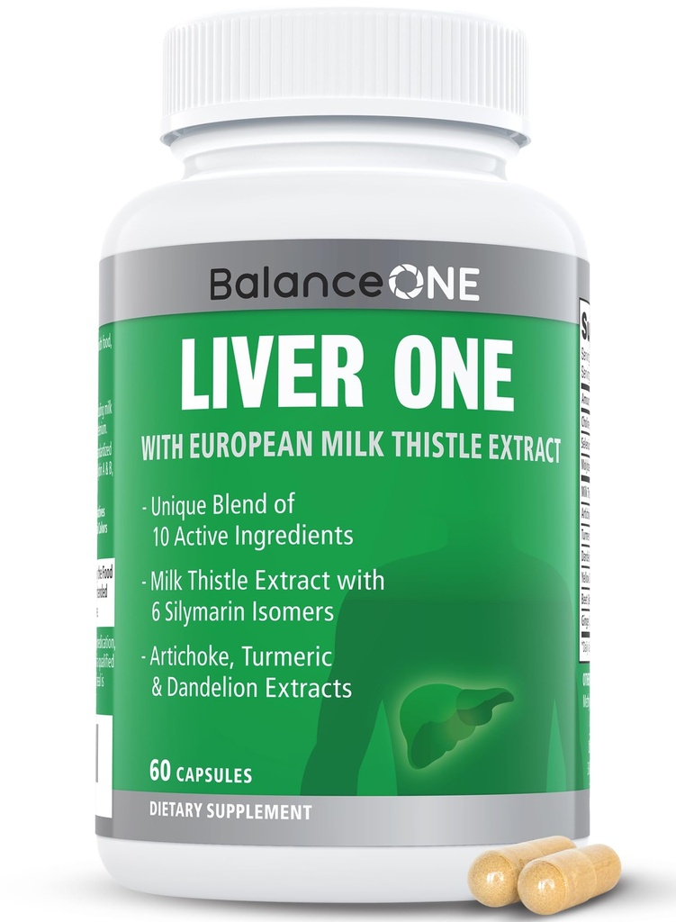 Balance ONE Liver Support Supplement maito Thistle Extract, Voikukka juuri & Molybdenum 