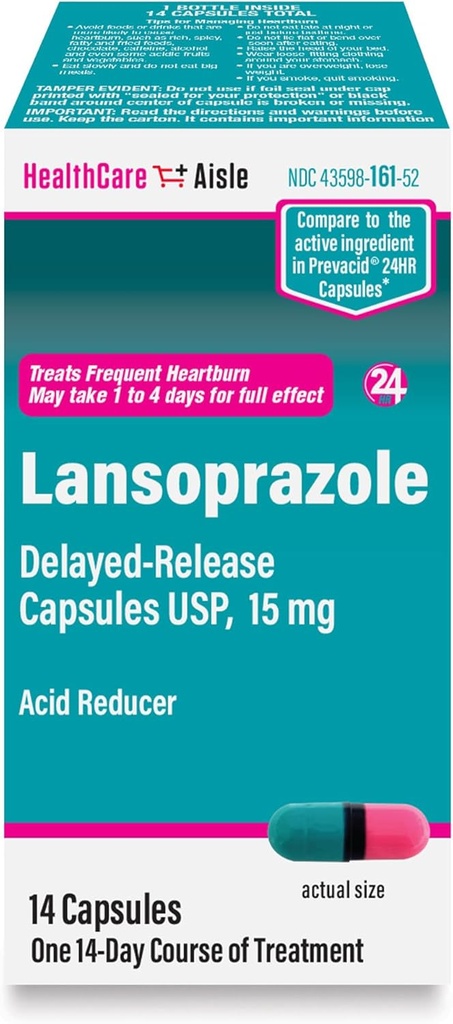 HealthCareAisle Lansoprazole 15 mg - 14 Viivästynyt release- kapselit - Happo reduktori, hoitoa usein närästys