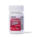 Major Ferosul - Ferrous Sulfate 325mg tabletter med 65mg Elemental Iron - Järntillskott för kvinnor, män - Red - 100 tabletter - Pack med 1