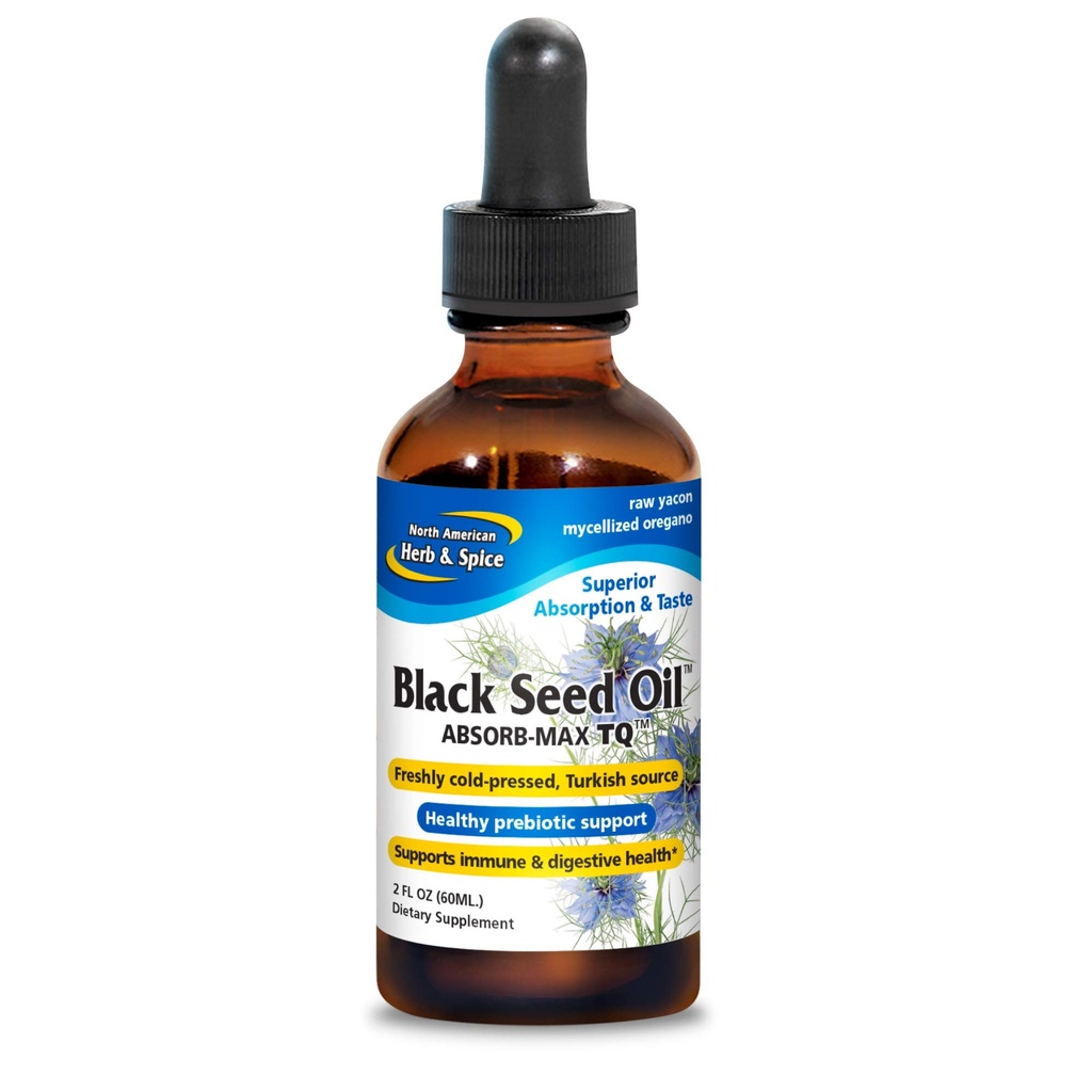NORTH AMERICAN HERB & SPICE Black Seed Oil Absorb-Max TQ - 2 f. oz. - Sublingual Mycellized Drops - Immune Support & Digestive Health - Oil of Oregano - Non-GMO - 52 Total Servings