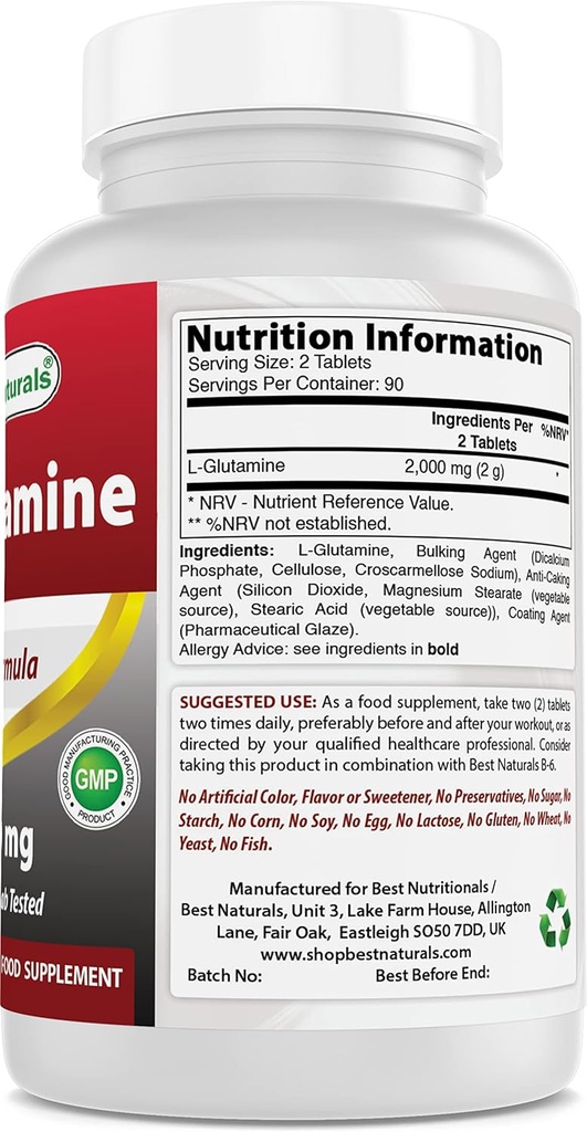 Best Naturals L-glutamiini 1000 mg & Ashwagandha uute 500 Mg