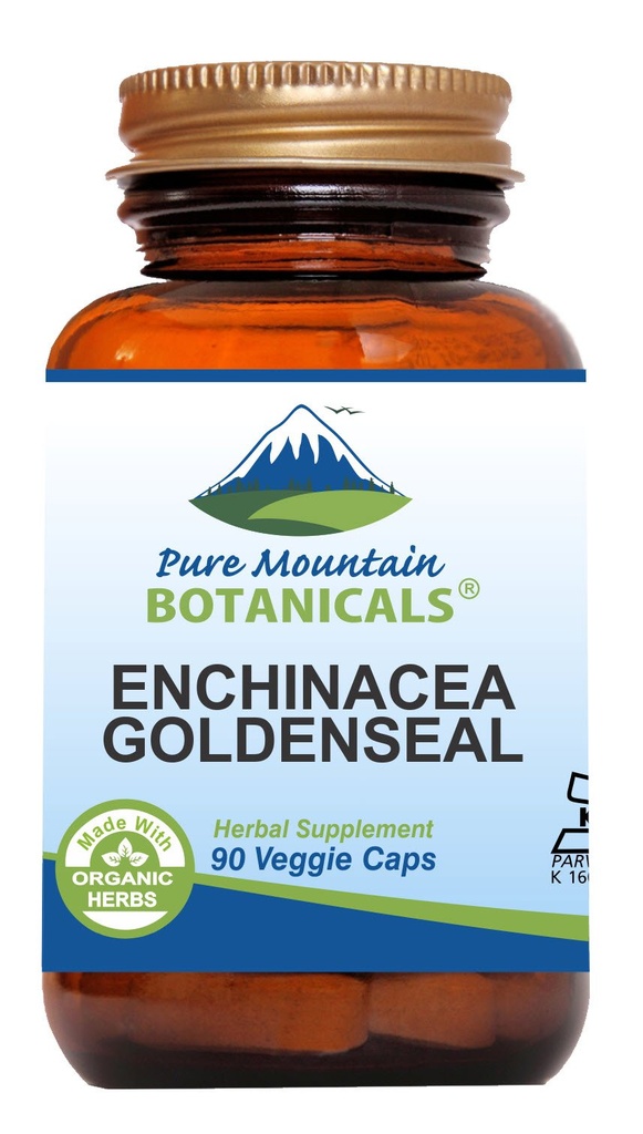 Echinacea Goldenseal kapselit - Kosher Vegan Caps 450 mg Organic Echinacea Goldenseal Complex
