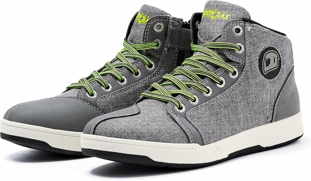 IRON JIA: s motorcykel skor för män, andningsbara anti-slip skyddsutrustning, Powersport Casual Motorcycle Riding Boots (Grey 8)