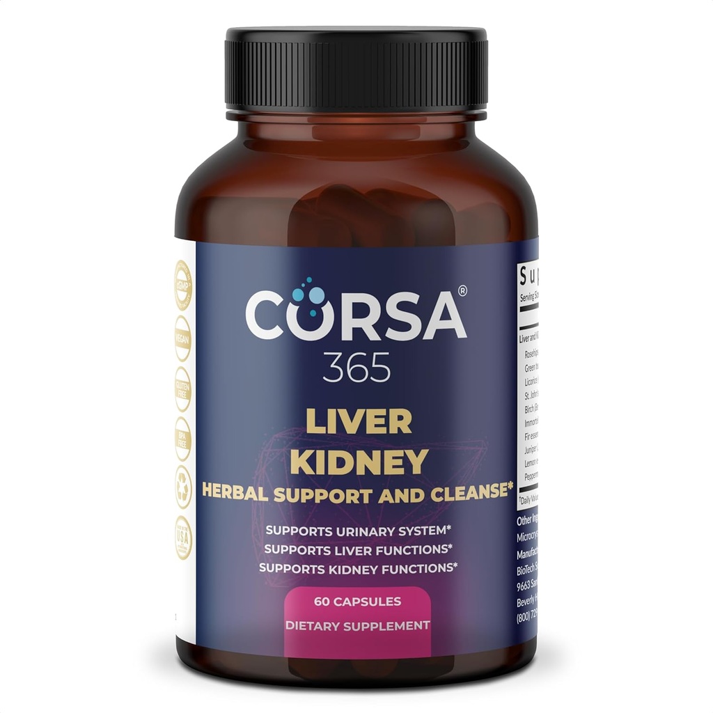 Maksa- ja munuaispuhdistus & tuki Herbal Complex - Munuaisten puhdistus Detox & Korjaus Maksan täydentää miesten ja naisten - Organic Munuaisten Palautus ja maksan tuki täydentää - 60 kapselia