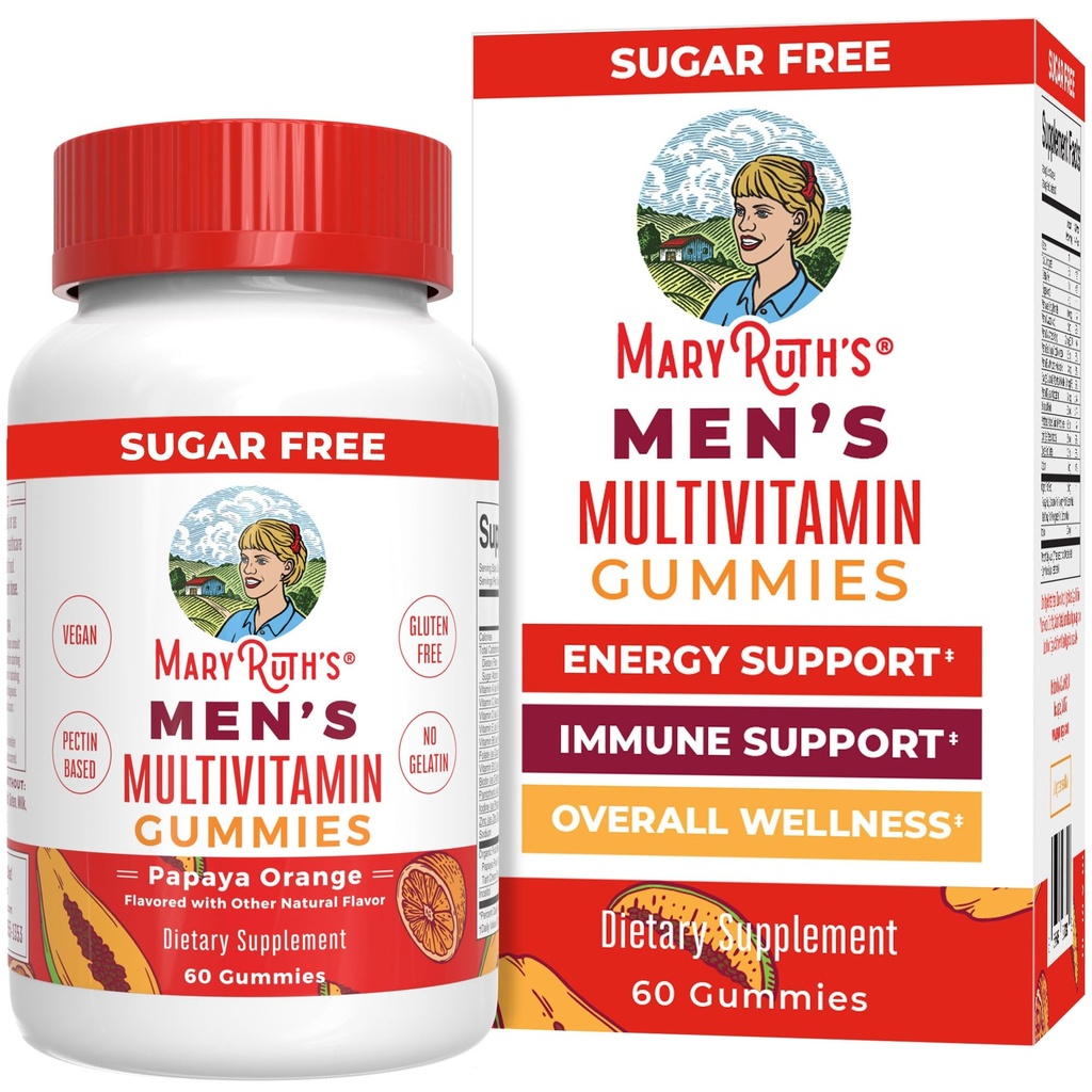 MaryRuth Organics Mäns Multivitamin Gummies | Vegan Vitaminer för immunstöd | Non-GMO & Gluten Free | 0g Sugar Per Serving | 60 greve
