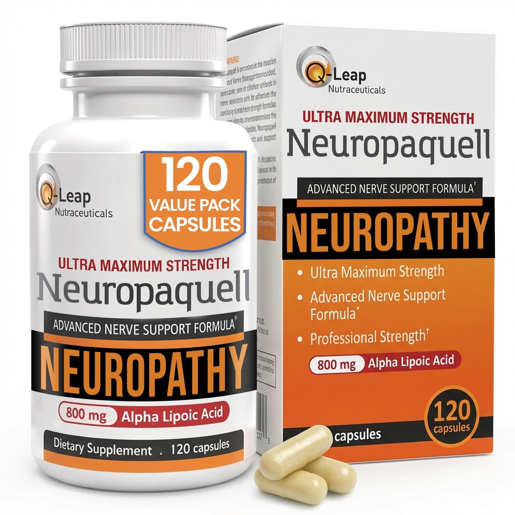 Platinum Health Alpha Lipoic Acid for Neuropatia Nerve Pain Support, Supplement, B-vitamiinit, L Arginiini, Kaikki Natural Maximum Strength Neuropaquell for Discomt in Jalat, Käsi, Varpaat,120 kapselia,800mg