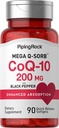 Piping Rock CoQ10 200mg Softgels | 90 greve | Tillskott för kvinnor och män | med Black Pepper Extract | Non-GMO, Gluten Free