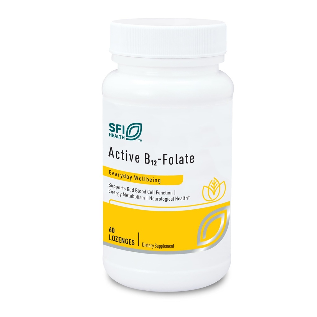 Klaire Labs SFI Health Active B12 - Folaatti- täydennysosa - Selvitettävä Lozenge Metyyli Folaatti & B12-vitamiini Methylcobalamiini - Erittäin imeytyvä - Tuki terve mieliala, energia & kognitio (60 Count)