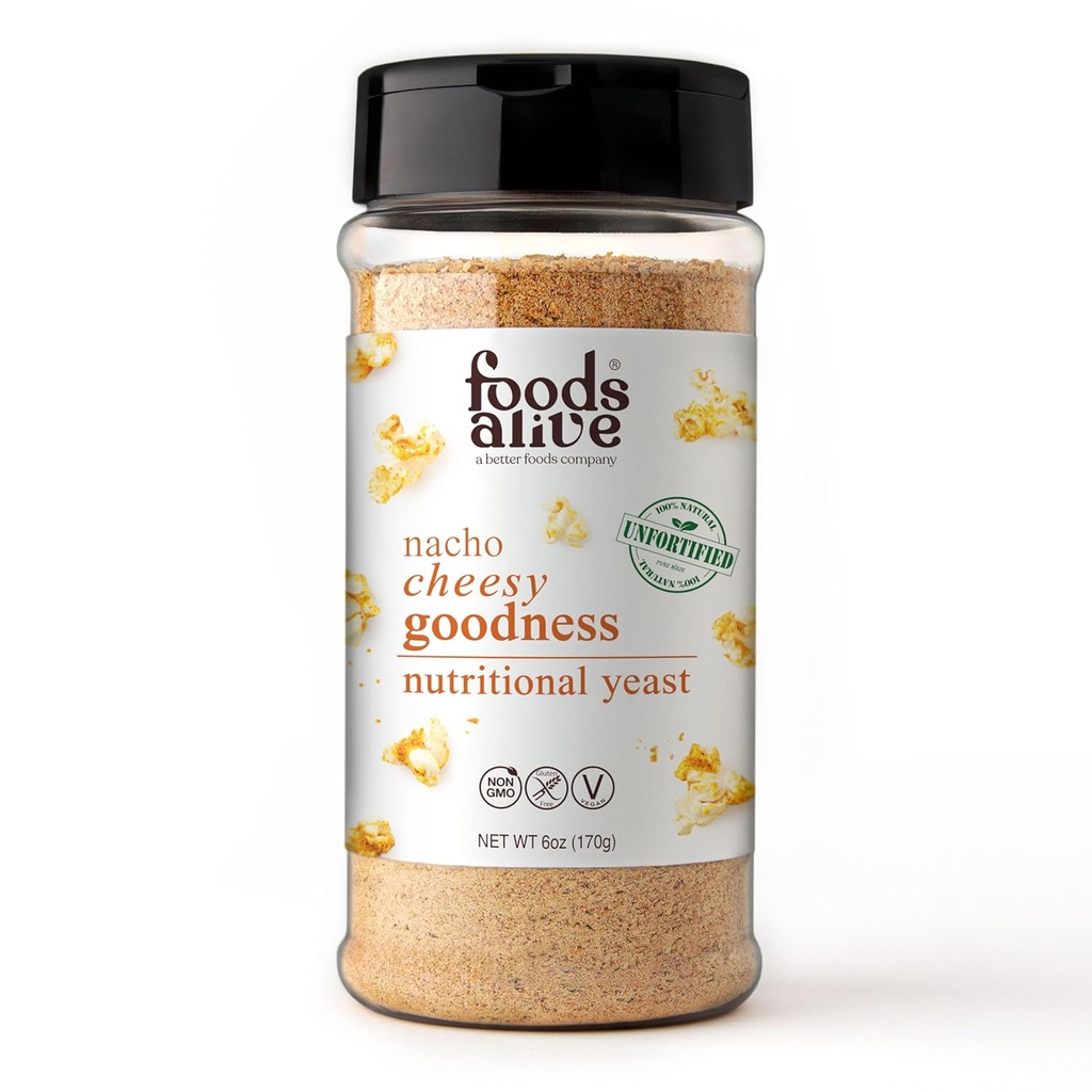 Mat Alive Nacho Cheesy Goodness Nutritional Yeast, 6oz Shaker Jar/Non-Fortified, Vegan Cheese Powder Seasoning