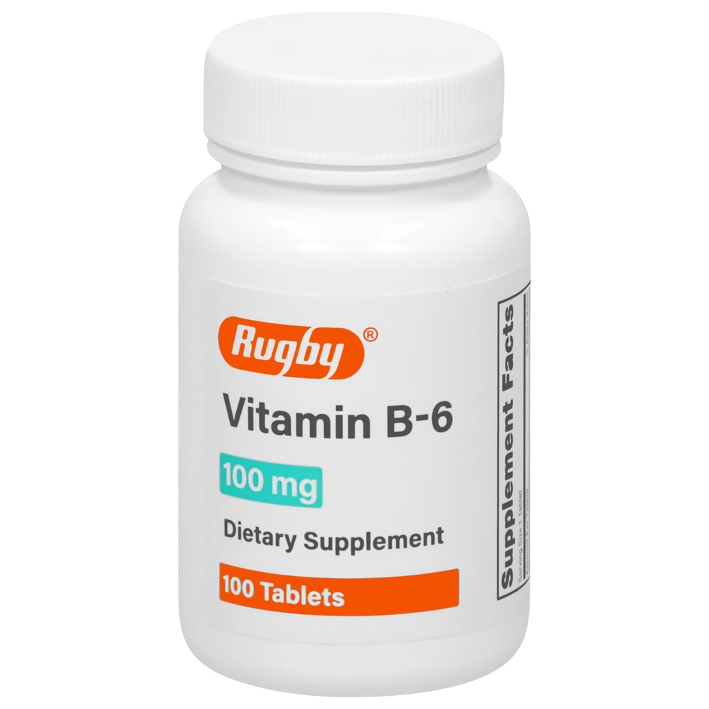 Rugby Vitamin B-6 tabletter - 100 mg vitamin B6 - Kosttillskott - 100 greve
