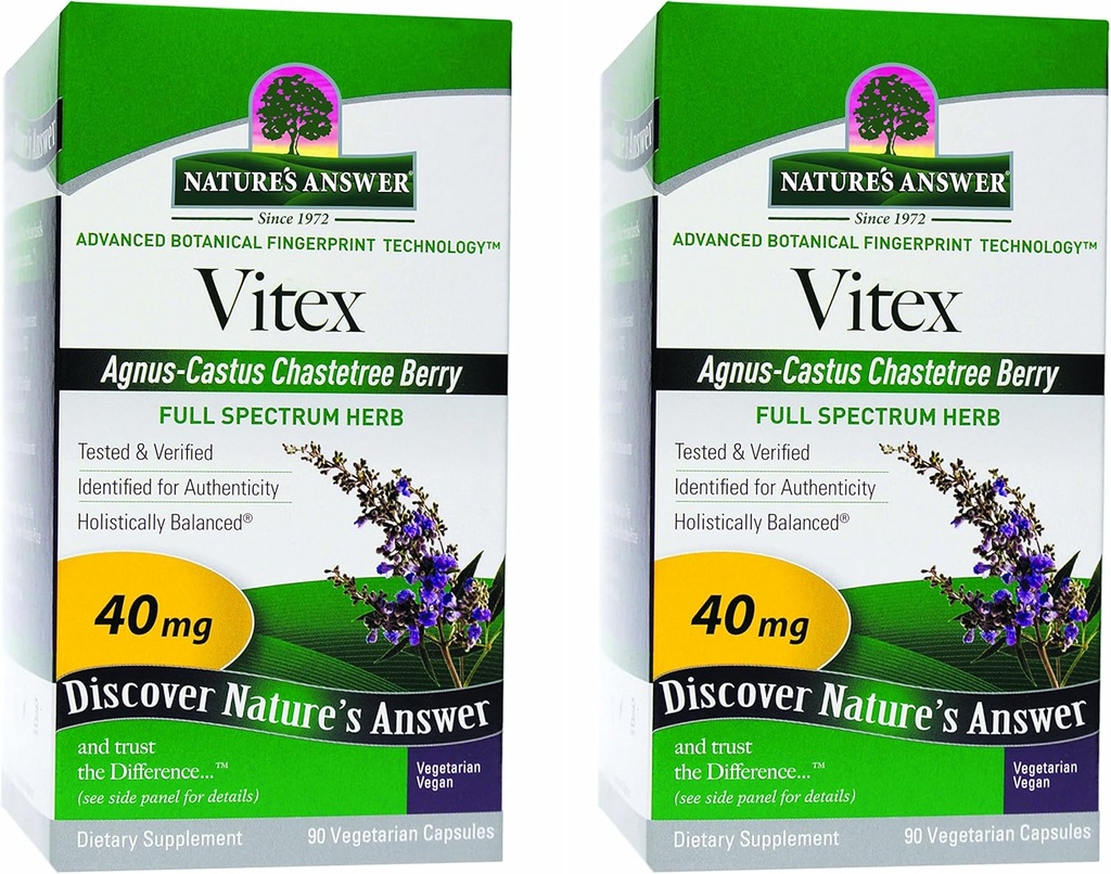 Luonnon vastaus Vitex Chastetree Berry Supplement, 90-kasvissyöjä Kapselit, 2 kreivi ... Hormonaalinen tasapaino...