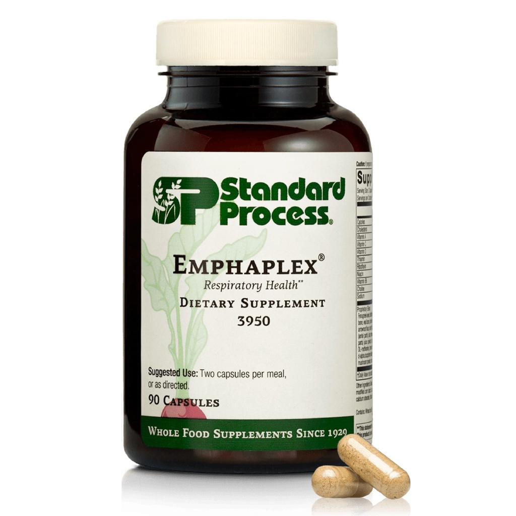 Standard Process Emphaplex - Andningssystem Supplement för antioxidantstöd - för cellulär energistöd och nervsystemhälsa - 90 kapslar (45 portioner)