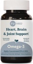 ruved Omega-3 - Omega 3 Fish Oil, 1000mg Per Kapseli, EPA & DHA Fish Oil Supplement for Women & Men, Heart, Brain, & Joint Support - 60 Softgel Kapselit (1 kreivi)