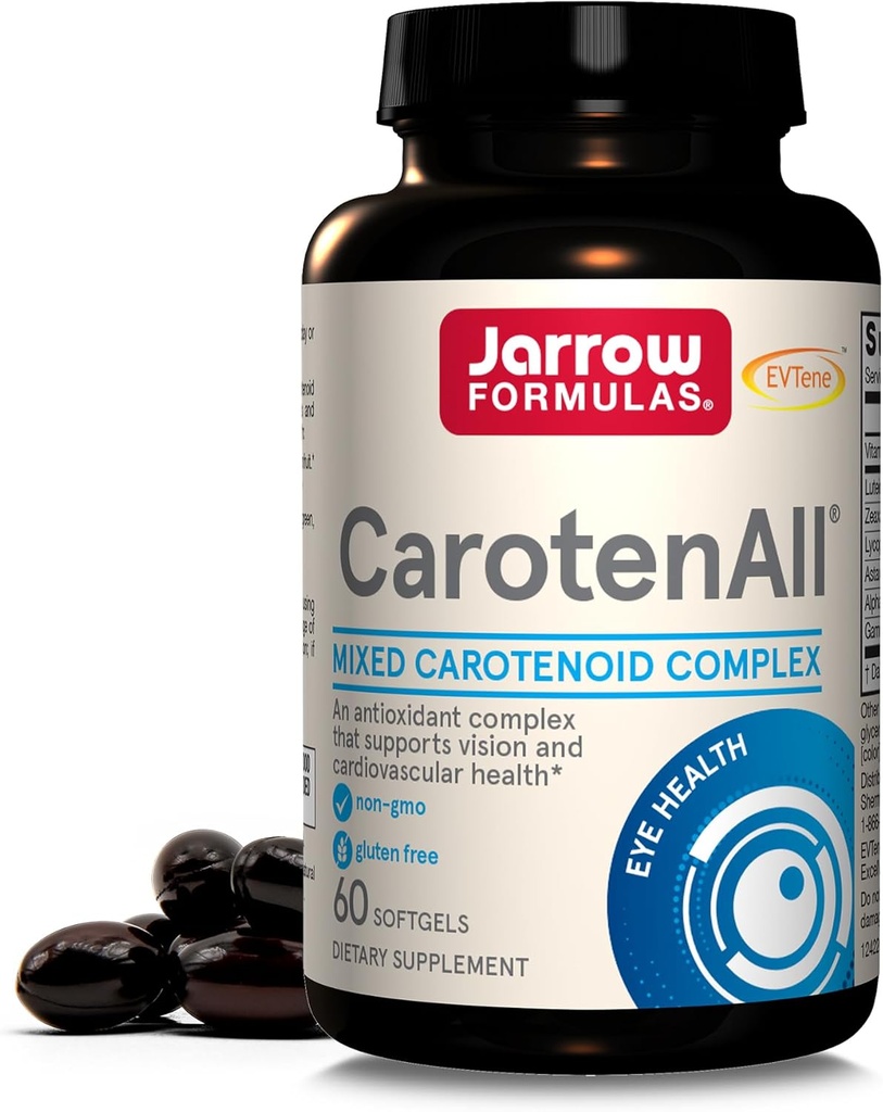 Jarow Formulas® CarotenAll, ravintolisä, antioksidantti tuki Vision ja sydän- ja verisuonitautien, 60 Softgels, jopa 60 päivän tarjonta