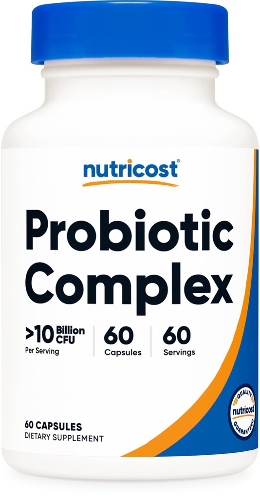 Nutricost Probiotic Complex (10 miljardia PMY) 60 kapselia - Acidophilus Plus 9 muut probiootit, ei-GMO, Gluteenittomat lisäravinteet