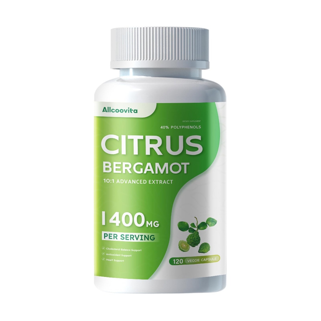 Organic Citrus Bergamot 1400mg, 120 kapselia - Citrus Bergamia - Essential Oil and Citrus Bioflavonoids - Natural Heart Health Supplements for Women and Men - Non-GMO Pills