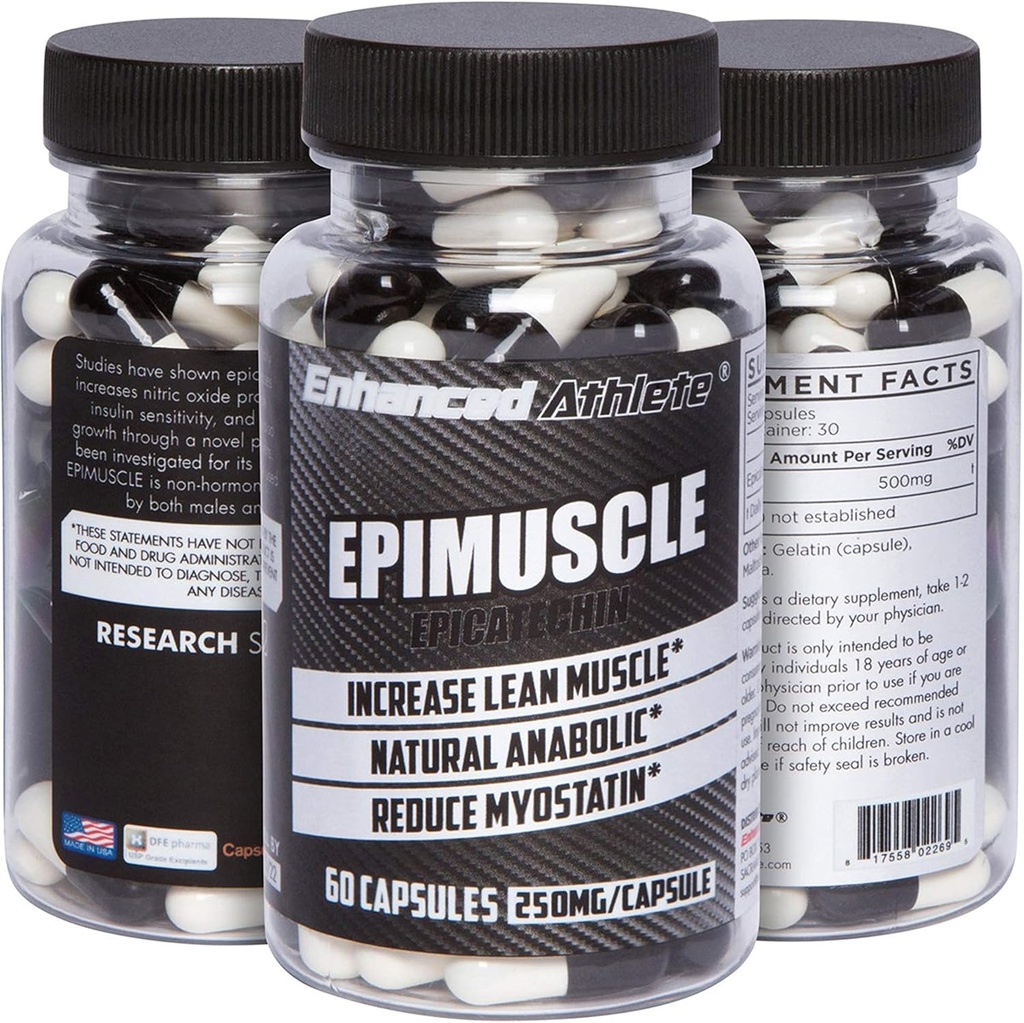 Tehostettu urheilija Epimuscle - luonnollinen anabolinen, lisätä lean massa, vähentää Myostatiini, 250 mg Pure Epicatechin / 60 kapselia