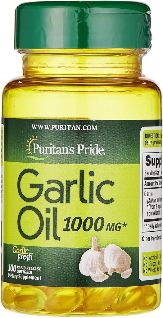 Puritans Pride Garlic Oil 1000 mg 100 Softgels
