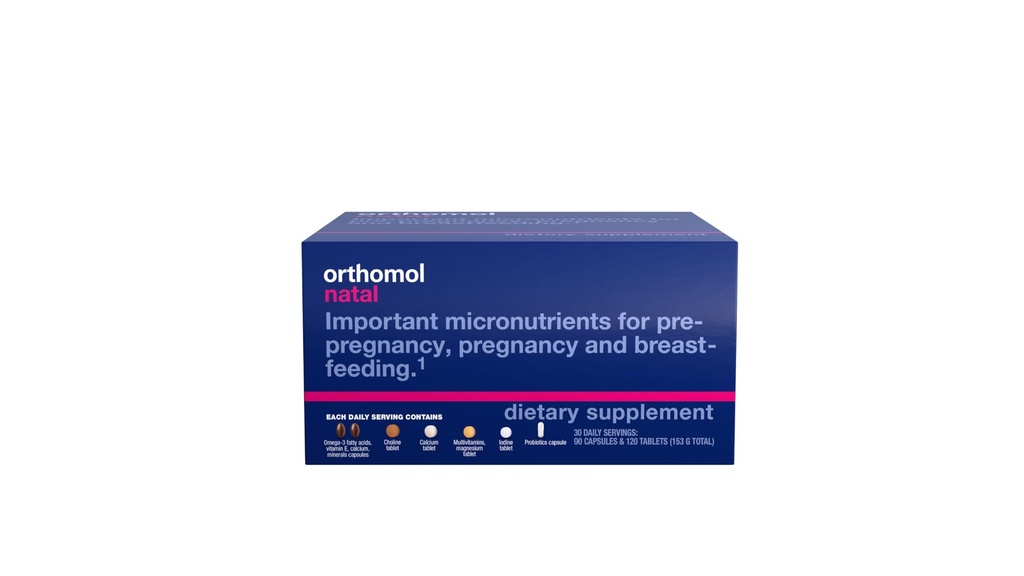 Orthomol Natal, Natal Supplement, stöder hälsa för graviditet, graviditet och amning, tabletter och kapsel Supplement, 30 greve (Pack av 1)