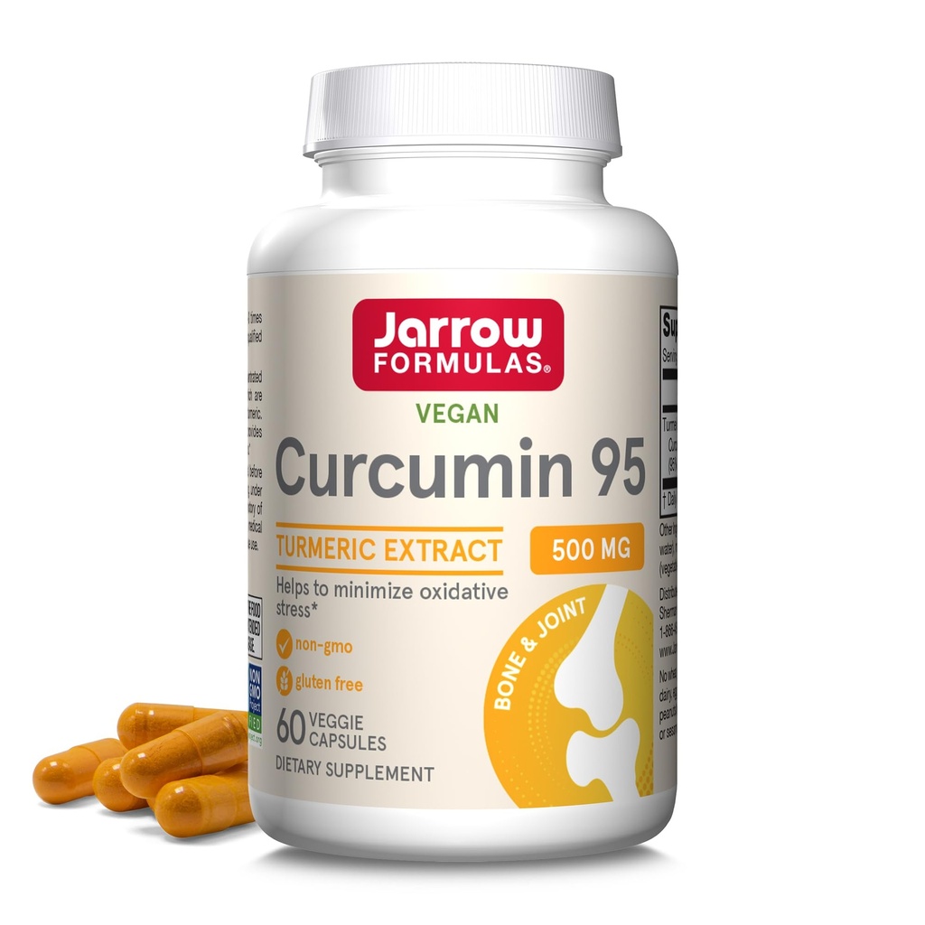 Jaarrow Formula Kurkuma lisäravinteet - Curcumin 95, kurkuma lisäravinteet, 500 mg antioksidantti & Joint Support, 60 kapselia