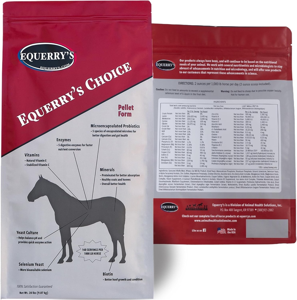 Equerry's Choice Horse Pellets - Täydellinen ravitsemus täydentää Ruoansulatuskanavan Entsyymit ...