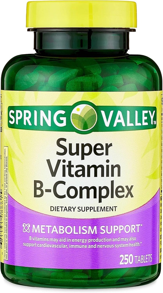 Convergence Spring Valley Super Vitamin B-Complex Tablets Dietary Supplement, 250 CountMetabolism Support* Kosttillskott