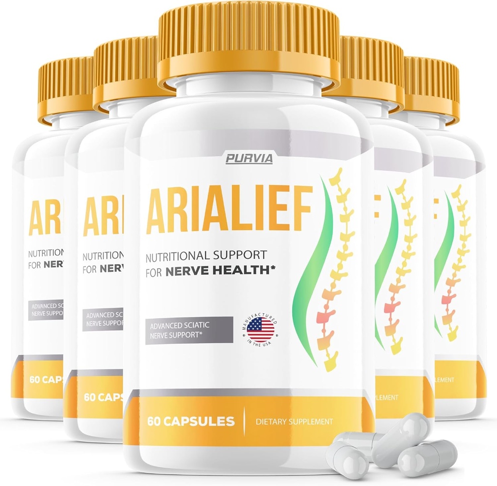(5 pakkaus) Arialief kapselit iskias - Virallinen kaava - Arialief-vitamiini täydentää Advanced Strength Formula, Arialief-kapselit Ravitsemustuki Suurin vahvuus Kokonaiswellness (300 kapselia)