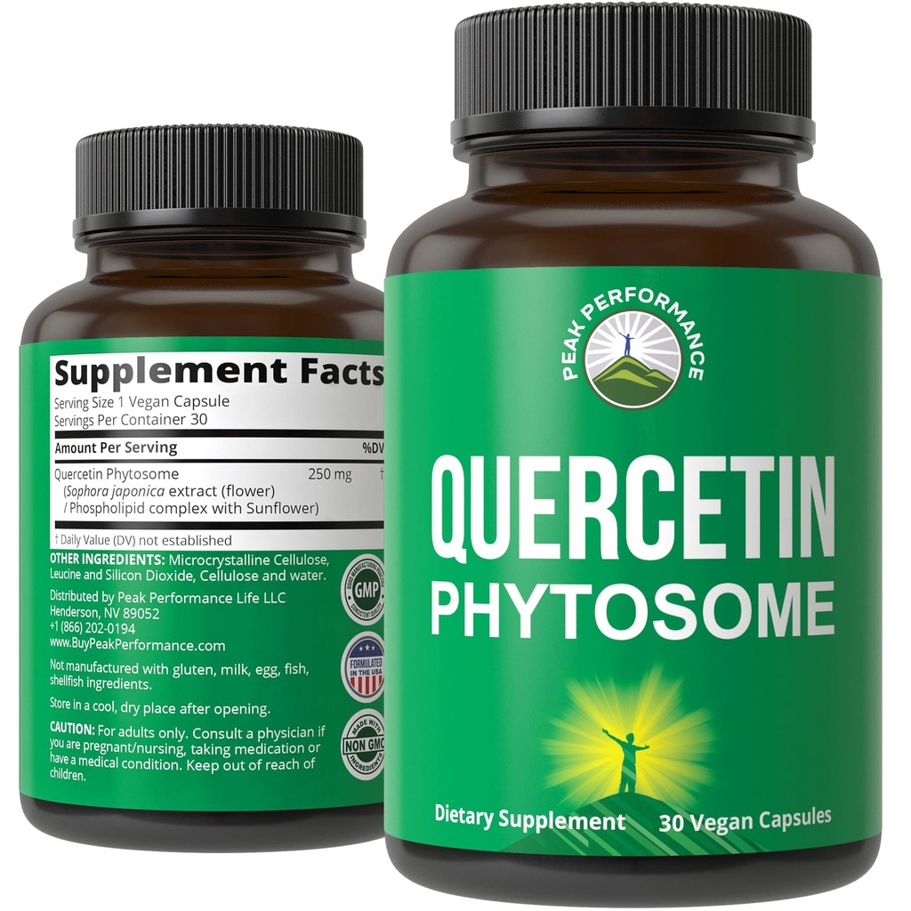 Peak Performance Ultra Pure Quercetin Phytosome Vegan Capsules - Rich Sophora Japonica Extract för Max Absorption Now. Quercetin 250mg Supplement Capsules. Tillverkad i USA