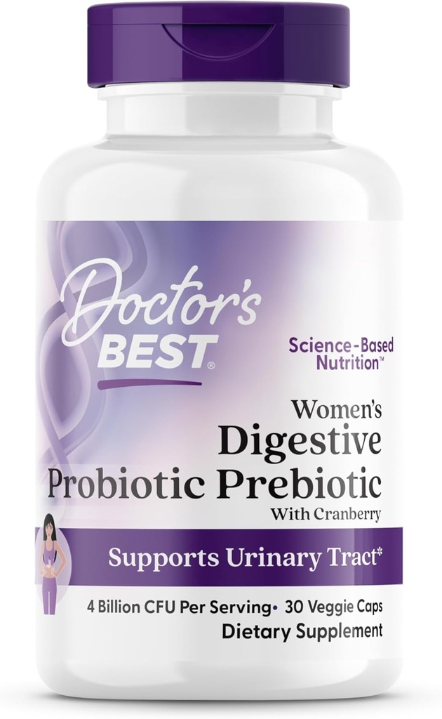 Tohtori... Paras naisten digestiivinen probiootti Prebiootti Cranberry and PreforPro (4 miljardia PMY), tukee virtsatie, ei-GMO, Vegan 30 kasviskapselit