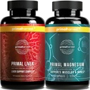 Magnesium Supplement & Lever Supplements för kvinnor och män av Primal Harvest Bundle