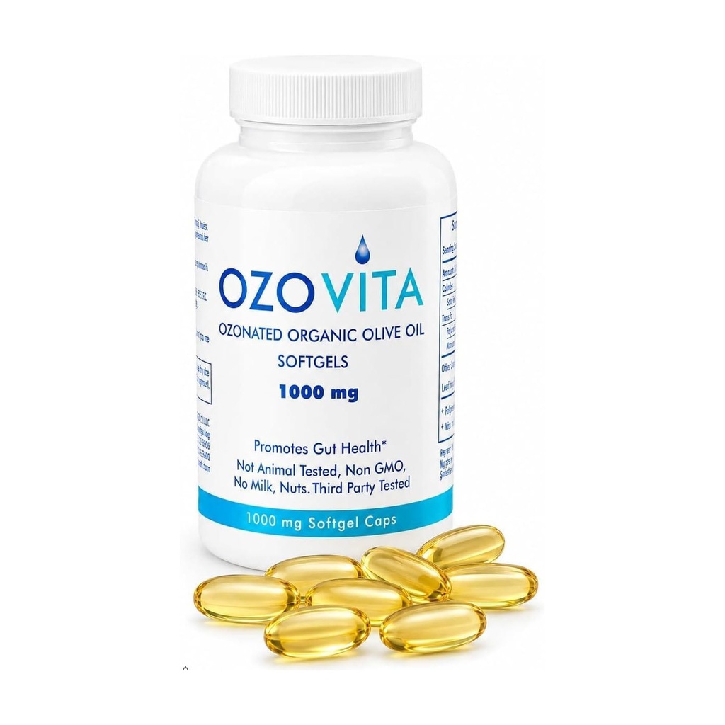High Potency Ozonated Organic Extra Neitsyt Olive Oil Softgels 1000 mg ... Puhdasta hapetettua kapselia Immunosupport & Gut Health...