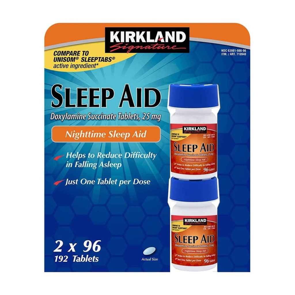 Kirkland Sleep Aid Doxylamine Succinerar 25 mg 192 tabletter