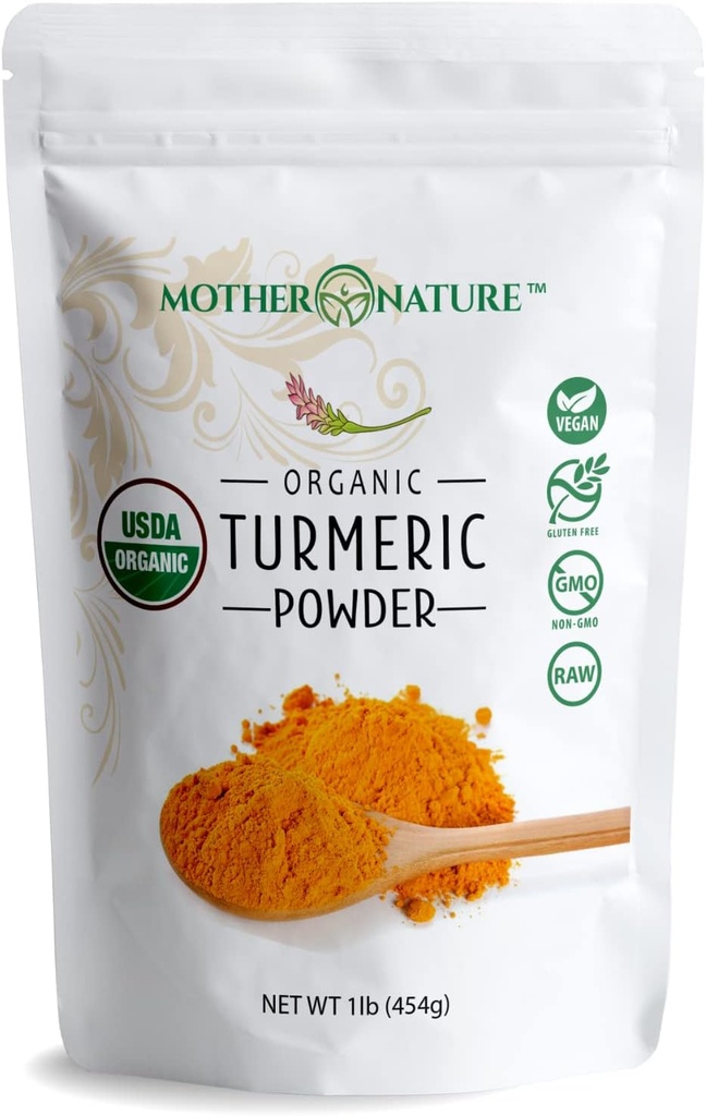 Organic Turmeeric Powder with Curcumin - Intian kasvava kurkumallinen juuri (1lb, 16Oz) - Tehokas Joint epämukava lievittää, vähentää turvotusta, antioksidantti - Vegaani, gluteeniton, ei-muuntogeeniset ja maitotuotteet ilmaiseksi