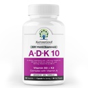 ADK10 - ADK Vitamin Supplement | High Potency Vitamins A, D3 (10.000 IE) & K2 MK-7 för Bone, Heart & Immune Health | 90 Tiny Capsules | 3 Month Supply | Non-GMO, Gluten Free