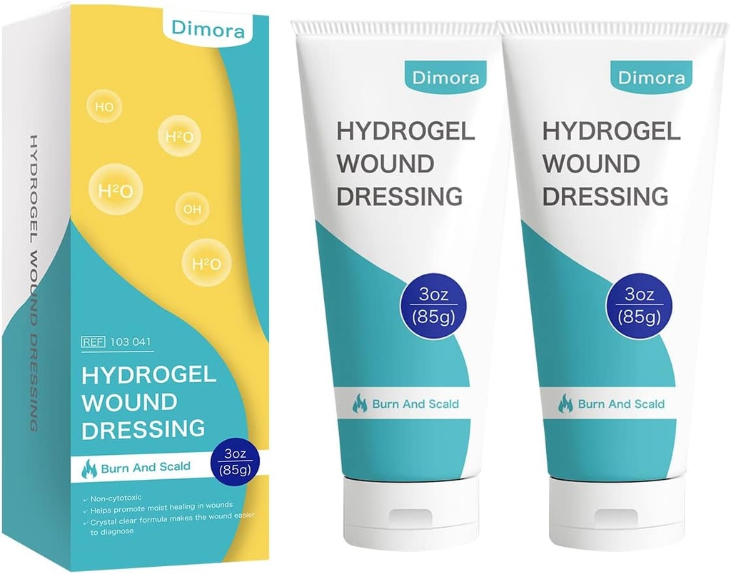Dimora 2 pakkausta 6oz Hydrogel ensiapu voide, polta Injory rauhoittava geeli, ihon korjaus kerma hätäpoltto, postoperatiivisten viiltoja, mustelmia, Debridement haavojen hoito