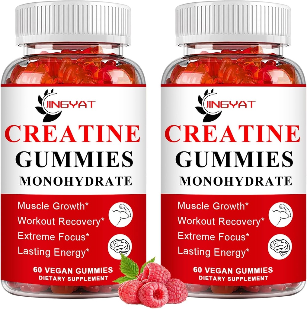 (2 pakkaus) Kreatiini Monohydraatti Gummies Sokeriton purutabletti Building Muscle, Boost Focus, vahvuus,Endurance, 5g Creatiini Monohydraatti Gummy for Men & Women, 4X vahvempi kuin jauhekapselit