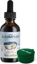Maxi Health Raspberry Liquid Vitamin B Complex, Supplement with Vitamin B12 - Sublingual B Drops for Kids with B1 B2 B3 B5 B6 Biotin Folic Acid, For Energy & Brain Function - 2 fl Oz, Green Pillbox