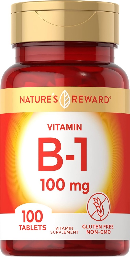 B1-vitamiini 100 mg (Tiamine) - 100 Count - Kasvissyöjä, ei-GMO & Gluteeniton täydentää - luonnon palkkio
