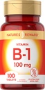 B1-vitamiini 100 mg (Tiamine) - 100 Count - Kasvissyöjä, ei-GMO & Gluteeniton täydentää - luonnon palkkio