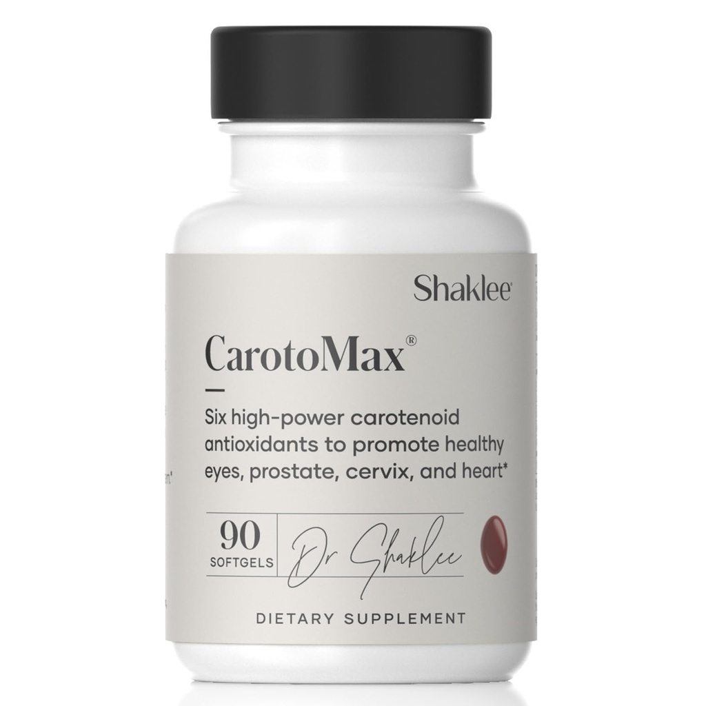 Shaklee - CarotoMax-Advanced Eye Health Formula w / 6 Key Carotenoids - Stöder Vision - Lutein, Zeaxanthin, Beta-Carotene, Astaxanthin - Främjar Macular Health - 90 Softgels