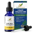Nestemäinen B9-vitamiini Foolihappo täydentää - VIT B Drops aivojen & Ruoansulatuskanavan, maksan tuki - Gluteeniton, ei-GMO, Vegan - Ravintolisä aikuisille - 1 fl. oz.