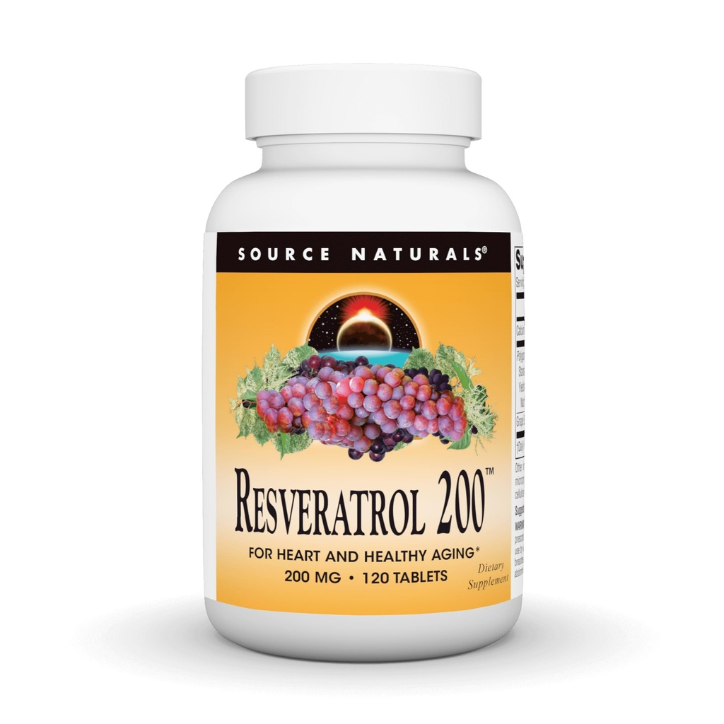 Källa Naturals Resveratrol 200 för hälsosam åldrande *, 200 mg - 120 tabletter