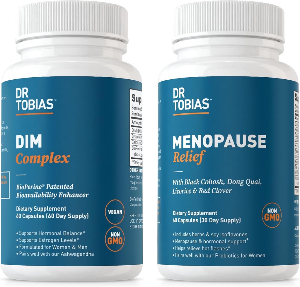 Tobias Menopause Relief ja DIM Complex - Tuki Hormonaalinen tasapaino ja Menopausal Comfort, ei-GMO