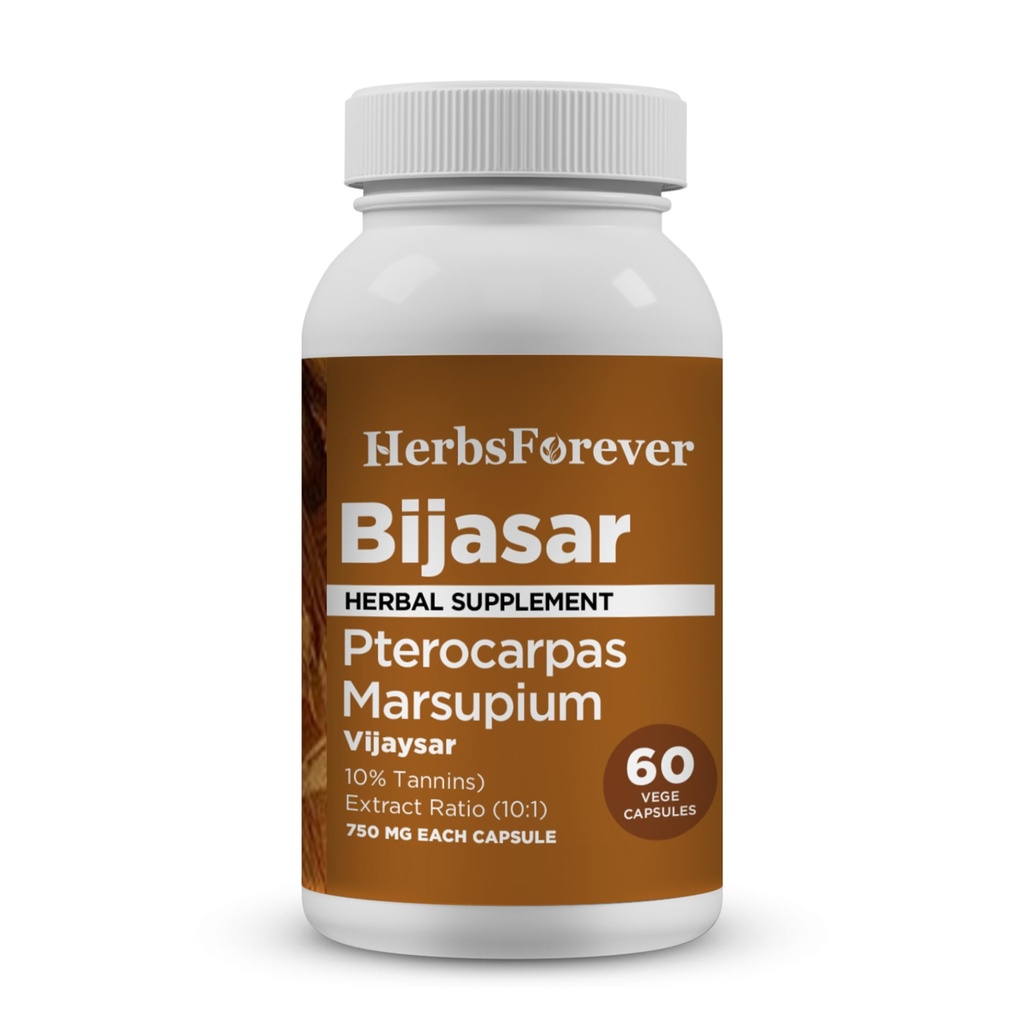 YrdsForever Bijasar(Intian Kino Tree, Malabar Kino)-Extra Strength(10:1) uute,Equiv.to 4800mg Bark Powder Per Serving-Liver Support & Detox Blood Sugar & puh.