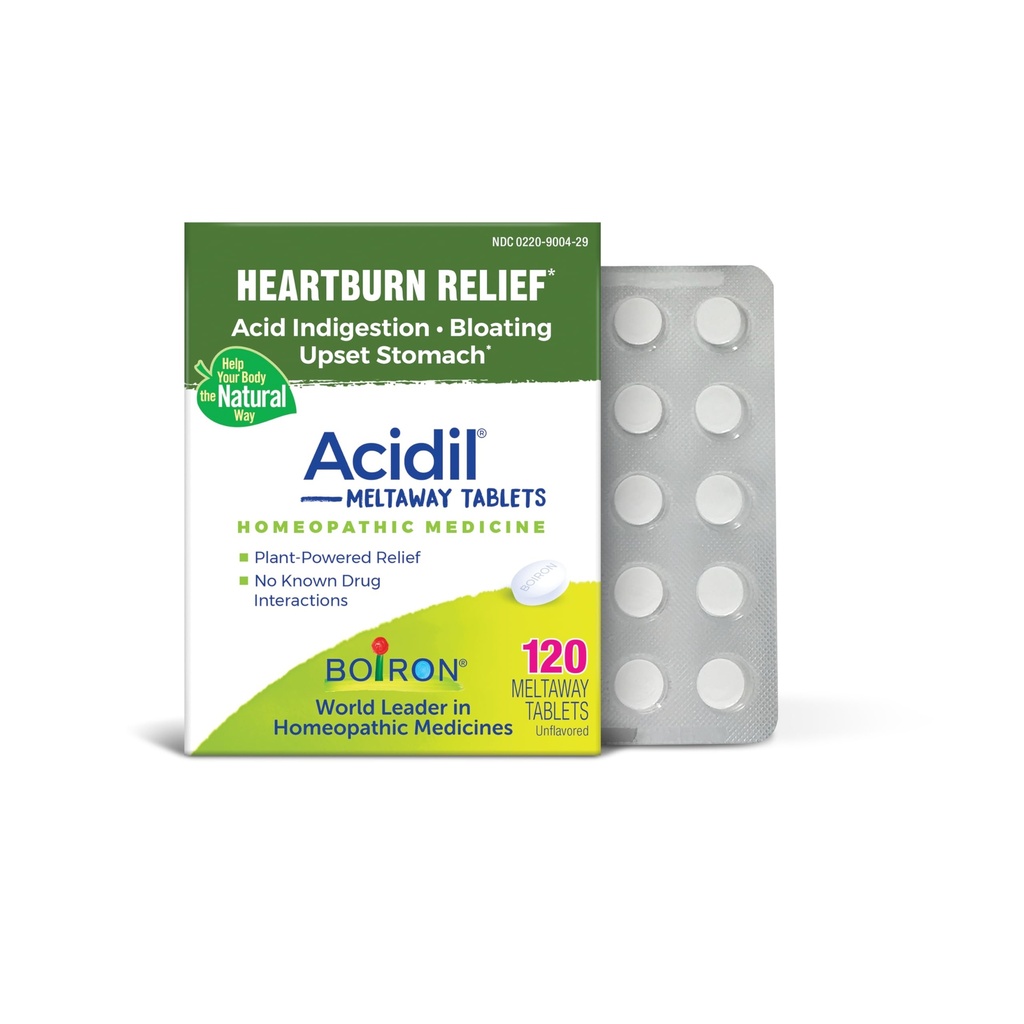 Boiron Acidil tabletter för lindring av syra reflux, Heartburn, matsmältningsbesvär och upprörd mage - 120 greve