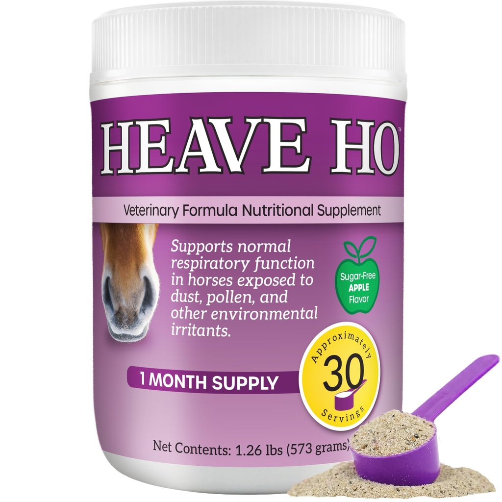 Heave Ho Horse Nutritional Supplement for Breathing Allergies, COPD, Yskiminen 30 Tarjoilee Sokeritonta omenaa