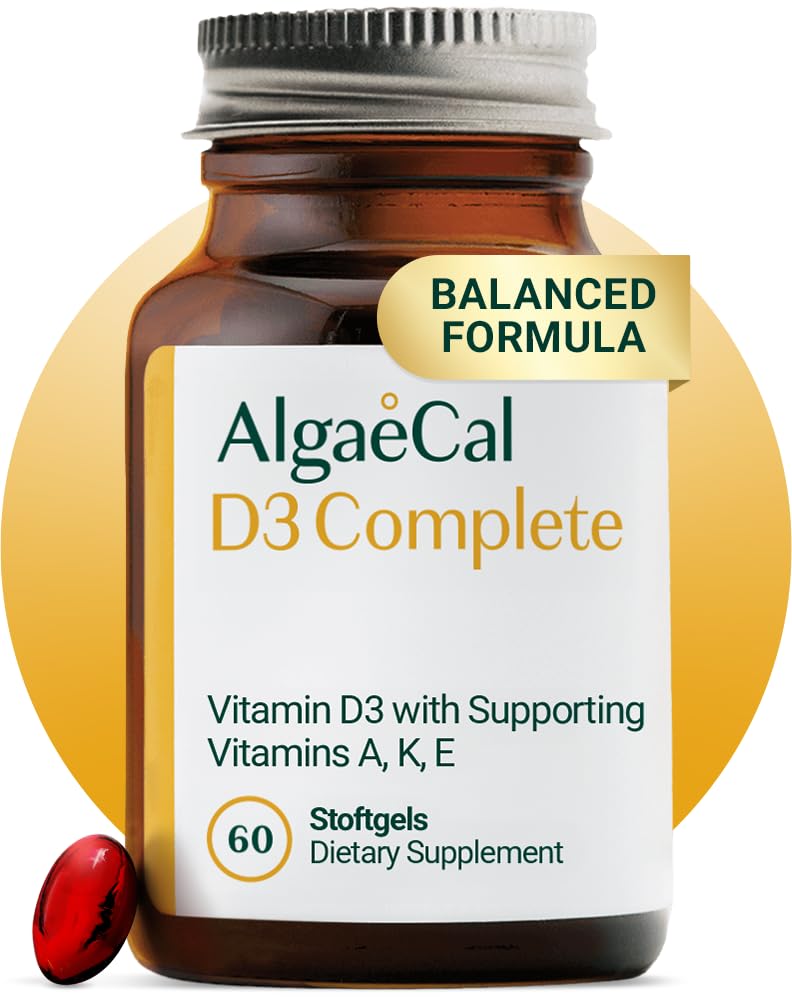 ALGAECAL 4-i-1 Vitamin D3 K2 Complete - ADK Vitamin Supplement, Förbättrad Immune Support & Bone Health med D3 K2, A & E - Hel Body Wellness & Bone Strength, 60 Easy-Swallow Softgels, Made in USA