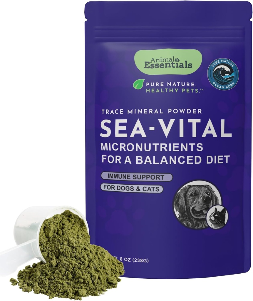 Animal Essentials Ocean Kelp koirille ja kissoille - Kilpirauhastuki, Kilpirauhaslisä, Sea Kelp Powder, Trace Minerals, Eläinlääkäri Suositeltava - 8 Oz