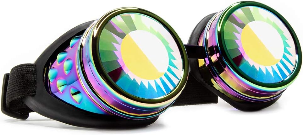 GloFX Polychrome Wormhole Kaleidoscope Goggles - Festival Rave Cosplay Prism EDM 3D Welding Gothic Goggles